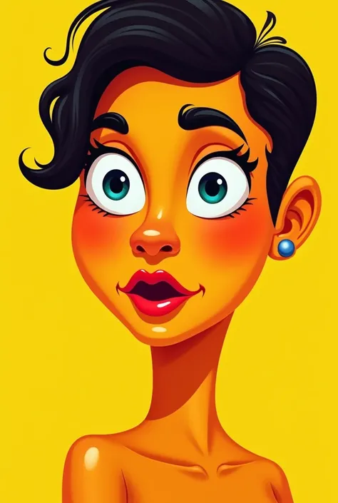 Cartoon human face with yellow and orange in pop art