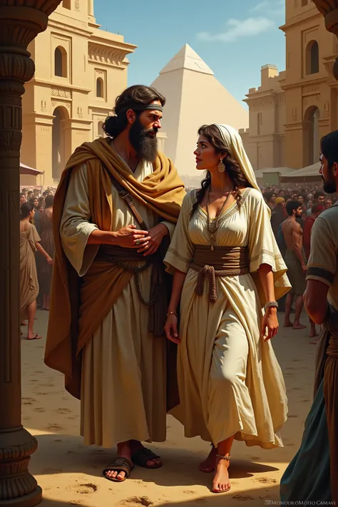  When they faced famine and went to Egypt ,  Abraham asked Sarah to pretend to be his sister because of her beauty .