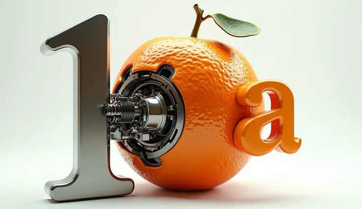 create a robotic orange with the letters "1A"