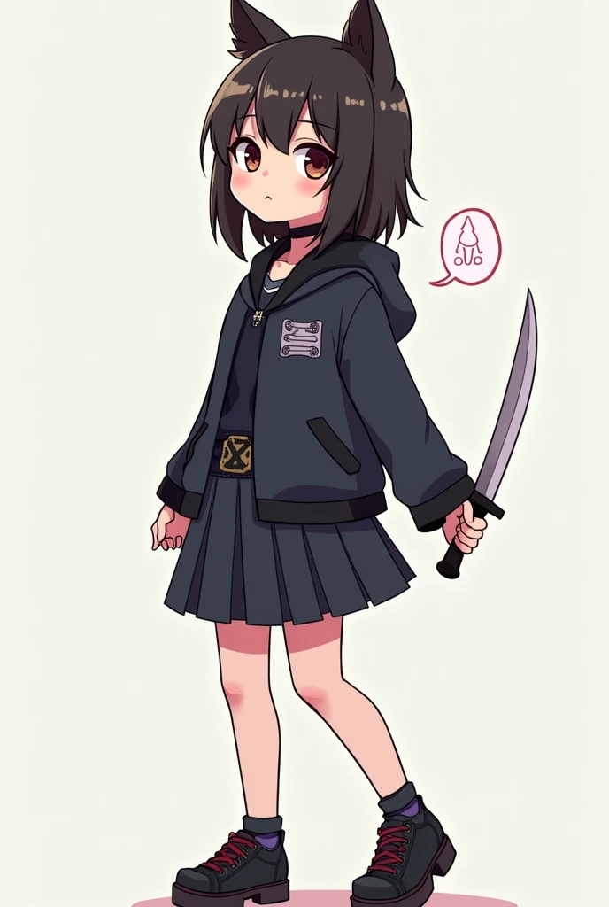 cartoon of a girl with a knife in her hand, an anime drawing inspired by Taiyō Matsumoto, tumblr, conceptual art, single character full body, full body!, full body portrait of a short!, full body adoptable, full body single character, an edgy teen assassin...