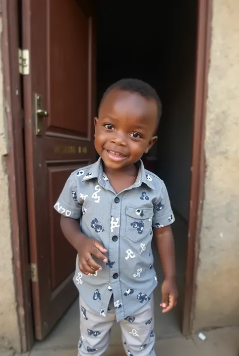 there is a young boy standing in front of a door, hi mark ( akwaaba tommy ), 4yr old, a handsome, with a happy expression, marvelous expression, , , four years old, edward buba, riyahd cassiem, by Ingrida Kadaka, he is about 2 , screensaver