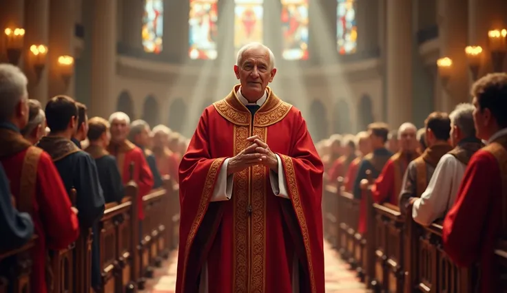 Charitable Bishop dressed in Red