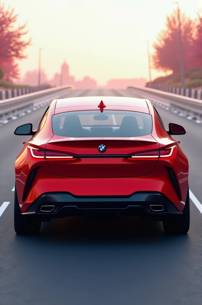  Image of a digitally processed car with realistic levels and amazing detail in UHD 8K quality.  A car that is a hybrid between a BMW X4 and a Nissan Juke. Candy red car .  All parts of the car are perfectly proportioned and symmetrical with none of them l...