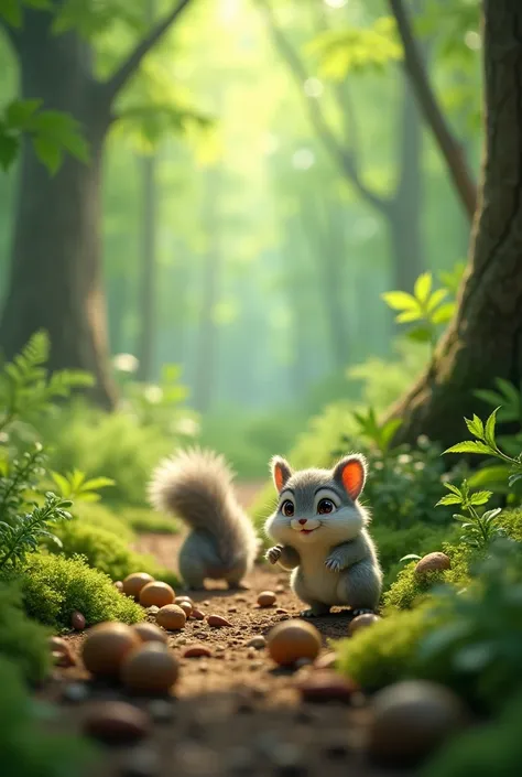 green forest, there lived a little squirrel named Sammy. Sammy was small and shy