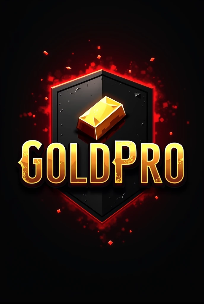  A logo of a server called GoldPro , with the Minecraft theme ,  in the colors black and red ,  if you want a gold bar on the logo ,  or it could be Minecrafts gold helmet