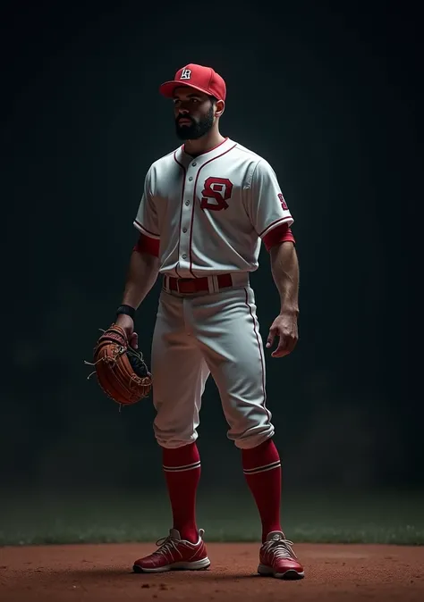 Baseball character shortstop black background