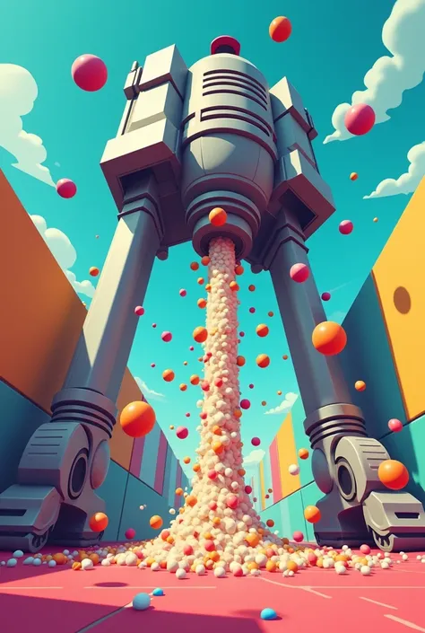 a giant vacuum cleaner in a room background sucking in balls, 2d game style