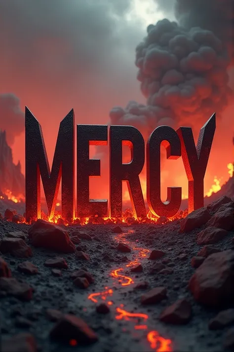 Make me a rad 3d text saying “no mercy” the background is in hell