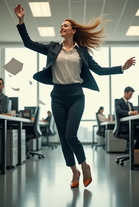 Dancing woman office