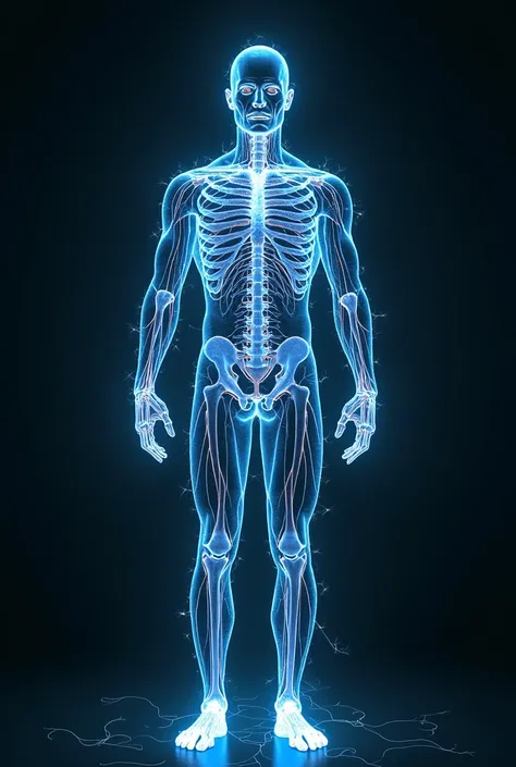 Glowing male body Nerves only 