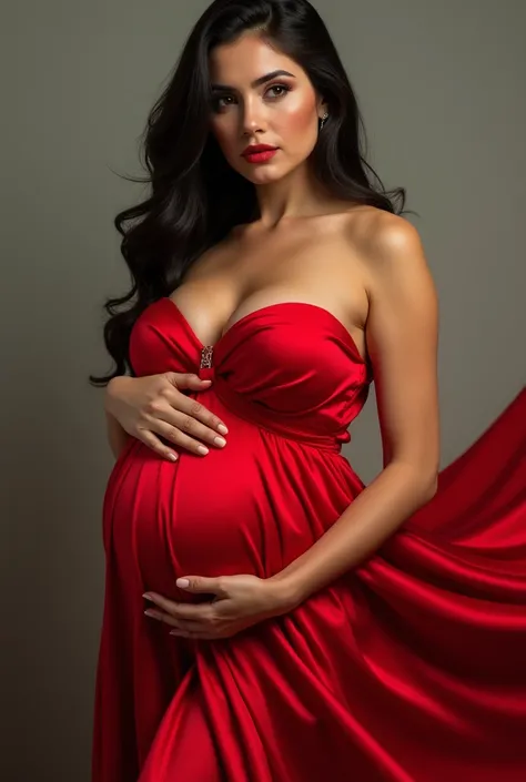 Belly woman red dress