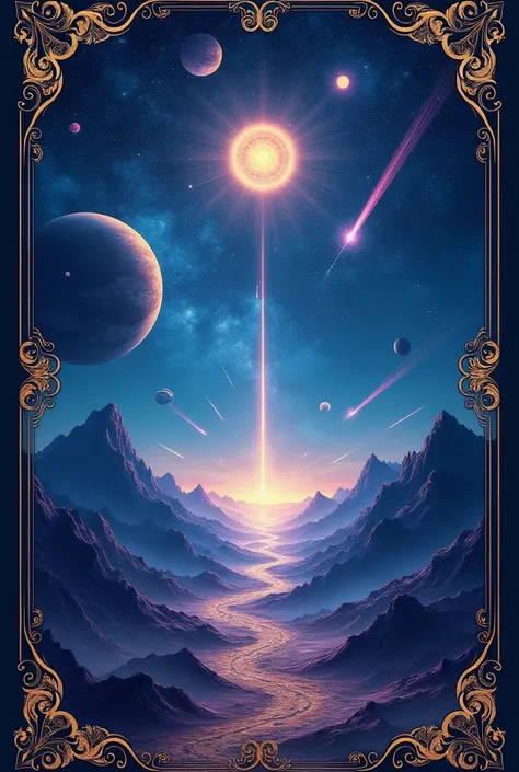  Against the background — endless space with meteorites and mysterious planets,  can follow, which symbolizes endless paths , which characters . . The upper part of the cover contains a mysterious ,  designed in the style of ancient manuscripts ,  which gi...