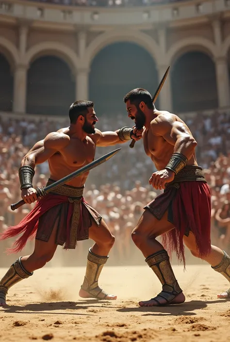 two gladiator fighting each other