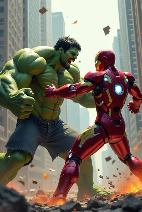 Hulk versus iron Man fighting scene hulk iron Man ko mukka maarta hua iron Man hulk ko mukka maarta hua