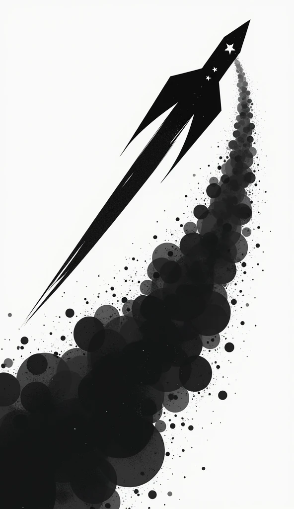 Black and white vector graphics,  gwiazdka z ogonem.