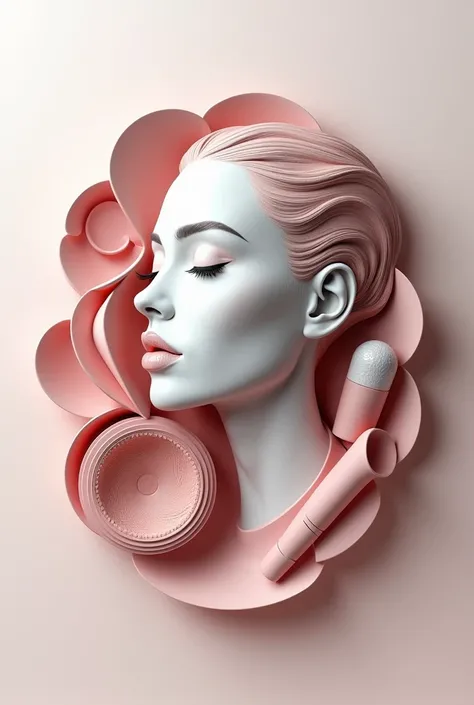 Create a 3d realistic logo for makeup studio add drawed lady with pencil   ,use  makeup pouder and liquid in font and  add creativity , and make sure to correct write all letter of logo the logo name is :( mimz makeup studio )