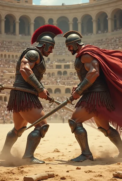 two gladiator facing each other 