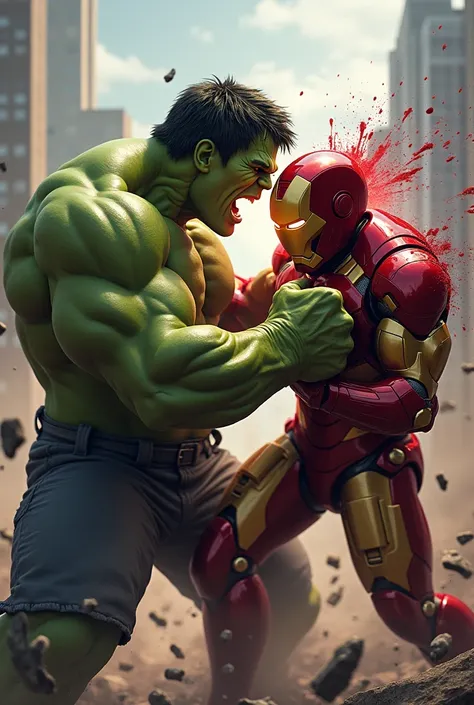 Hulk versus iron Man fighting scene hulk iron Man ko mukka maarta hua iron Man hulk ko mukka maarta hua mukke se Iron Man ke sir se khoon nikalta hua