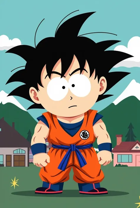 Please draw Goku in South Park style