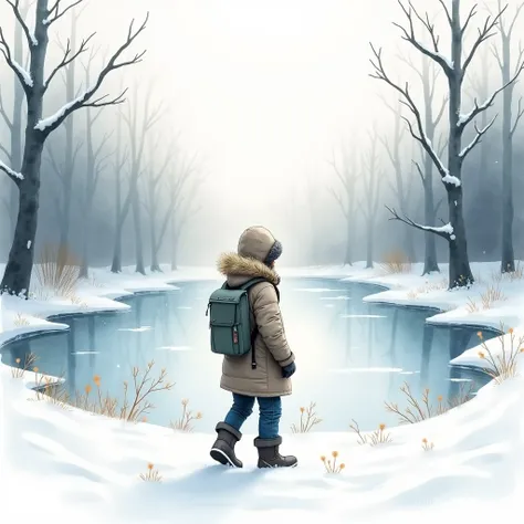 Winter illustration with watercolors