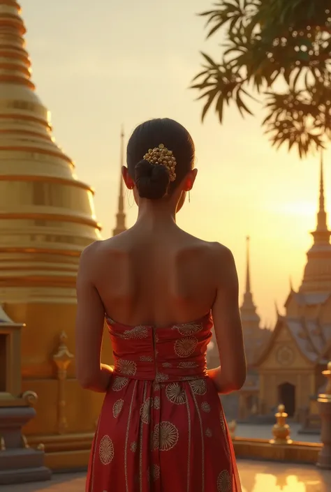 * A Burmese woman in a traditional Burmese skirt praying at a pagoda, highly detailed, realistic, 4k, artstation
 * A young Burmese woman in a beautiful silk longyi paying respect at a golden pagoda, cinematic lighting, digital art
အခြားနည်းလမ်း