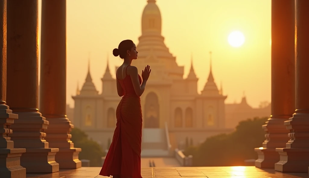 * A Burmese woman in a traditional Burmese skirt praying at a pagoda, highly detailed, realistic, 4k, artstation
 * A young Burmese woman in a beautiful silk longyi paying respect at a golden pagoda, cinematic lighting, digital art
အခြားနည်းလမ်း