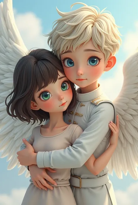  lightweight and natural :  Guardian angel boy , hugs a girl,  which I threw off earlier Guardian Angel Boy . **hairstyle**: - Hair color: light,  - Length and shape :  very short hair ,  - Without visible jewelry or accessories, ,  slightly longer on top ...