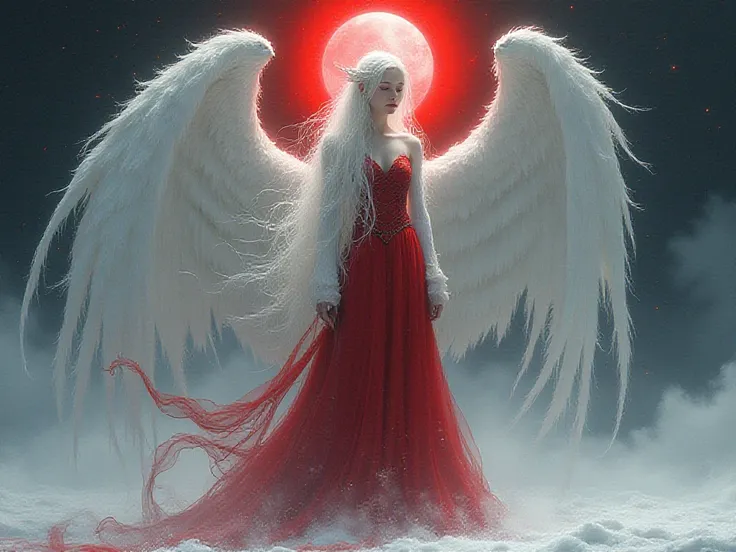 eye Blood red halo Blood The tall girl in the red dress of the dead white dragon of the blood heart the snow The daughter of the crown of the blood of two wings of water, the blood of the sea, the blood of many dead people, the most difficult White hair, w...