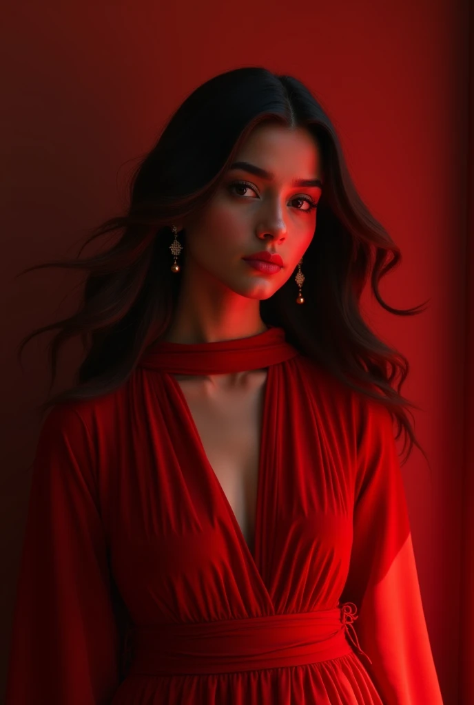 19 year girl red froq background in red light pakistani
