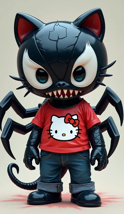 Venom、 Hello Kitty、 Its a character that makes the viewer feel a strange appeal ：

1. ** overall physique **：
    The whole body looks like Venom It is covered with a smooth, glossy black outer skin 。but、体全体がVenomのように滑らかでツヤのある黒い外皮で覆われている。

2. **face**：
   ...