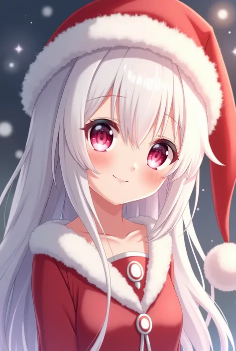  A girl from the anime Roshidere who is called Alya , Alya wearing a Christmas hat a white-haired girl
