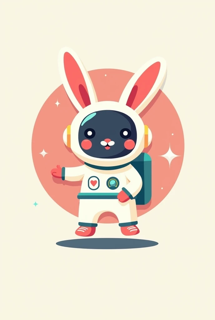 set of funny astronaut rabbit logo, fresh design, flat, simple