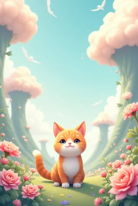 Pastel world、 fantasy 、 highest image quality taken by Ki、Ultra delicate、Animation、Cute cat