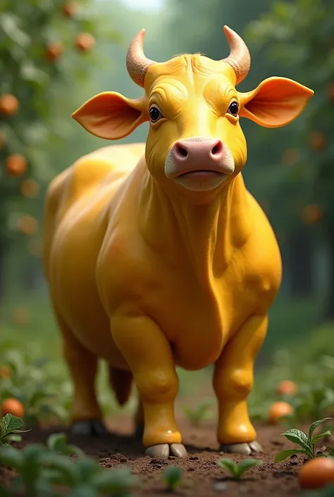 Realistic HD, mango fruit shaped like a cow