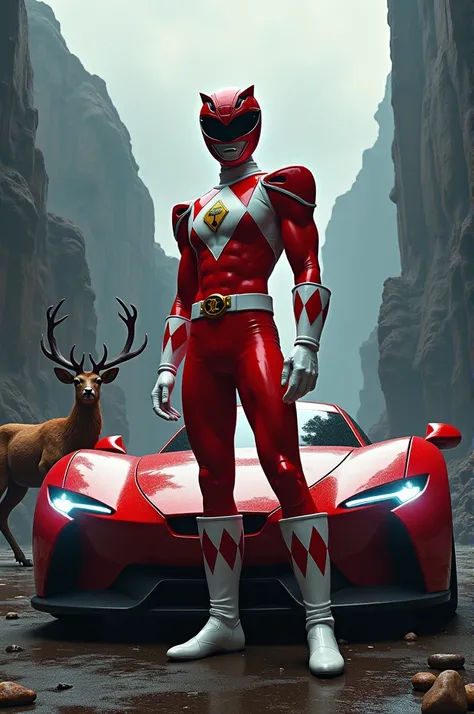 Power ranger with cool car and deer