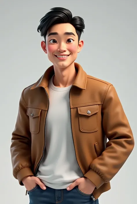 Create a highly realistic, lifelike AI model of a hansom Asian man . He should have a friendly and approachable look, with features like natural skin tone, expressive eyes, and a warm smile. His hair is casually styled, trendy yet simple. His attire is a m...