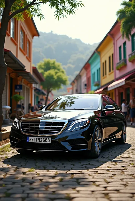 Une Mercedes class S sur un parking à Madagascar antananarivo