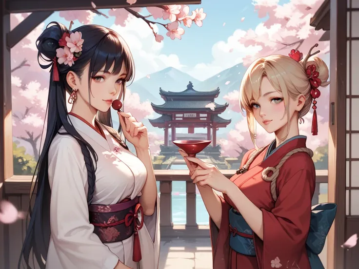 Cherry blossoms and women