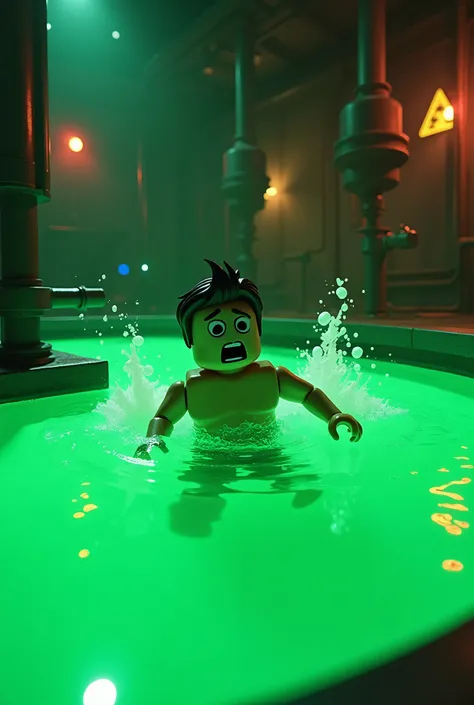 make a roblox character drowning in dangerous green chemical liquids in roblox style