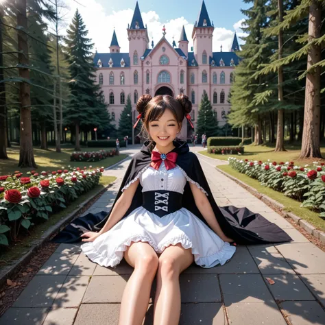 a professional photo of a cute Japanese fashion model, soft Japanese beauty, gothic, early 20s, kawaii, Cute as an idol, , slender body, Dynamic pose with lovely open legs, Beautiful ripple s, Candyland, kawaii, Beautiful ocean bottom, kawaii dress like Li...