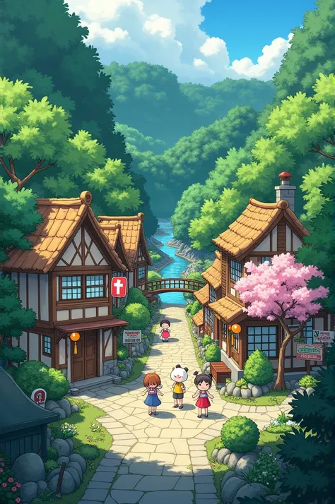 A small village near the forest anime