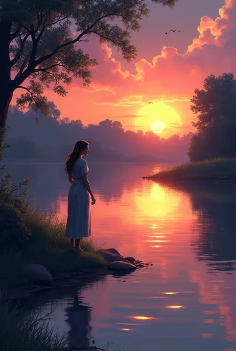 One evening, as the sun dipped below the horizon, painting the sky with hues of orange and purple, Amina decided to take a stroll by the river. 