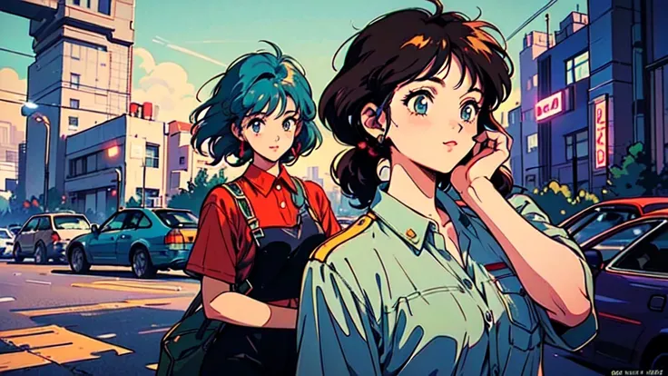 (huge breasts, sagging breasts),(80s, retro, city pop poster:1.5), (album cover), (masterpiece, best quality, intricate detail), (anime, illustration), (pastel colors:1.3), best photo pose,  Hatsune Miku , iconic blue-green twin-tails with signature hair a...