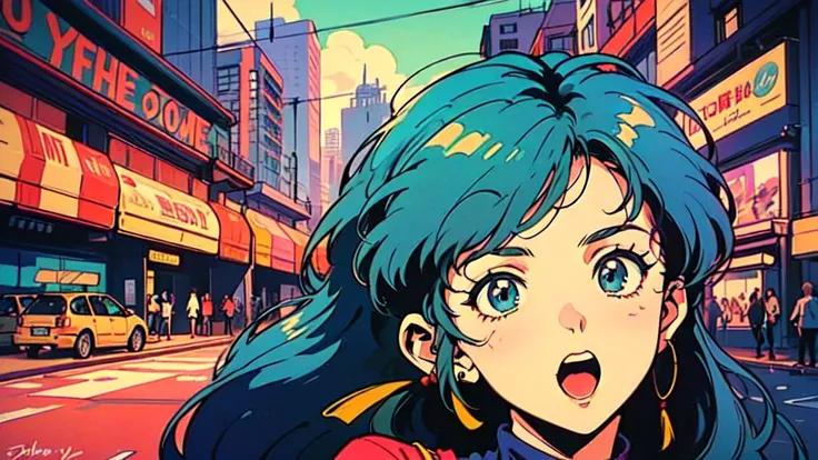 (huge breasts, sagging breasts),(80s, retro, city pop poster:1.5), (album cover), (masterpiece, best quality, intricate detail), (anime, illustration), (pastel colors:1.3), best photo pose,  Hatsune Miku , iconic blue-green twin-tails with signature hair a...