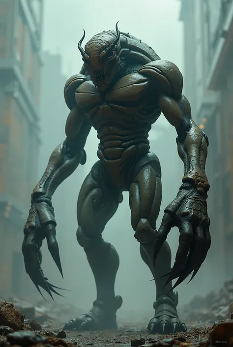 Tall insectoid with Crab Hand , 4 arms , Muscle , 