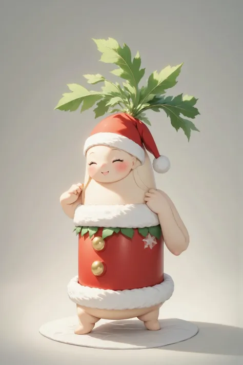 (masterpiece, top quality , very detailed depiction, incredible high resolution ,Photographic images),cute大根,Santa costume,Santa hat,Mochimochi daikon , I have a gift box,cute,Im soaking in a hot pot bath ,Warm water, steam , christmas tree,Christmas decor...