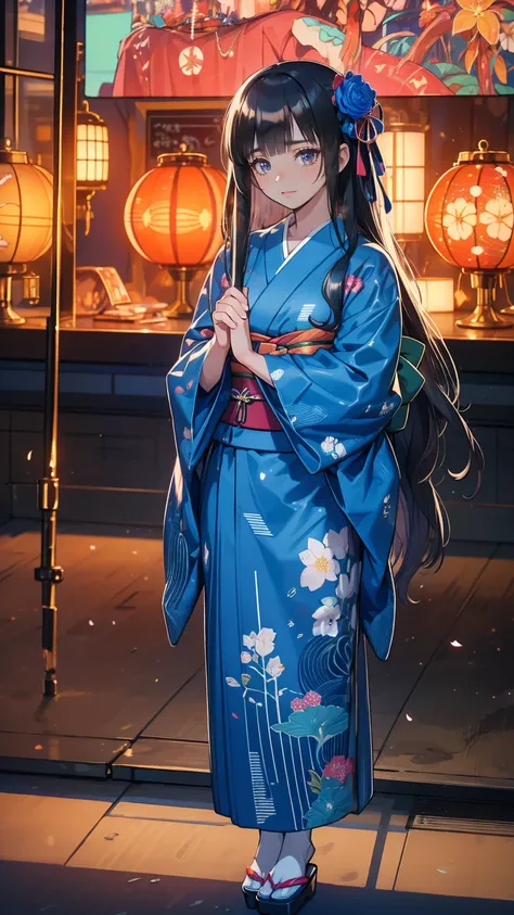 ( masterpiece : 1.2), (  very detailed: 1.2), (  very detailed CG: 1.2), (  high image quality: 1.2), (最  high image quality), 8k,  animated illustration , 、  beautiful girl 、Japanese Yukata/Japanese-style yukata/Japanese style yukata 、　 flower-patterned y...