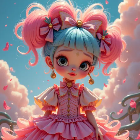 The fluffy girl is dressed up as Sissy、  colorful hair, 