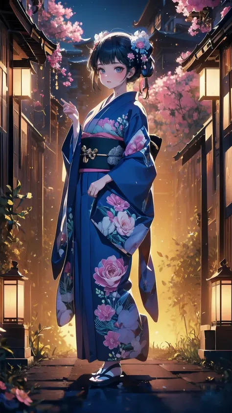  head to toe depiction、 full body view、( masterpiece : 1.2), (  very detailed: 1.2), (  very detailed CG: 1.2), (  high image quality: 1.2), (最  high image quality), 8k,  animated illustration , 、  beautiful girl 、Japanese Yukata/Japanese-style yukata/Japa...