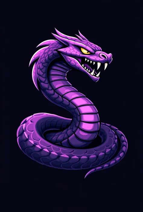 Design anime mascot E sport LOGO Cobra viper Snake purple , Black Background, High Quality ,HD